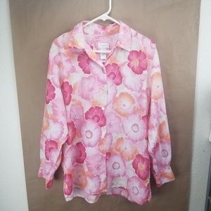 Liz Claiborne Floral Blouse Size Medium